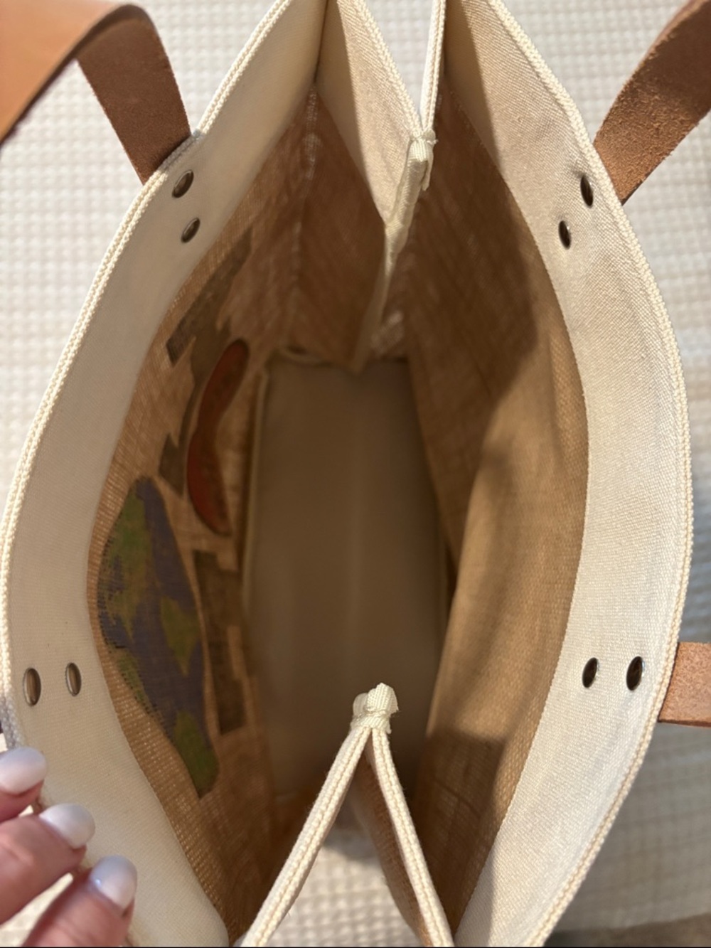 Brighton Natural Canvas LOVE Tote with Red Heart and Blue/Green Globe - Picture 3 of 7